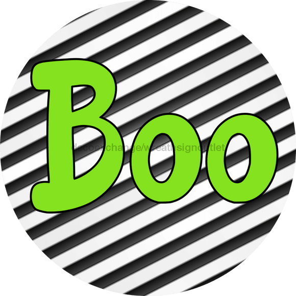 Halloween Sign Simple Boo Decoe-4496 Door Hanger 18 Wood Round