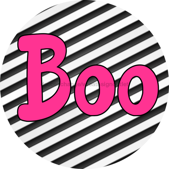Halloween Sign Simple Boo Decoe-4497 Wreath 12 Metal Round
