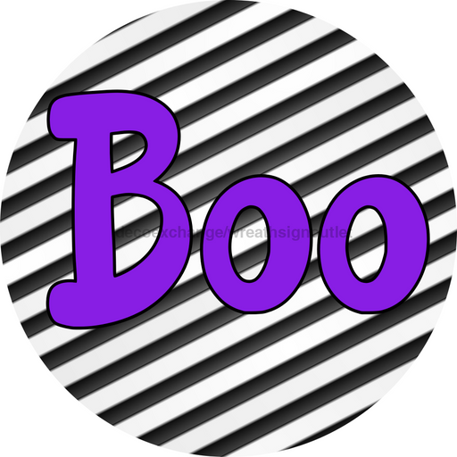 Halloween Sign Simple Boo Decoe-4498 Door Hanger 18 Wood Round