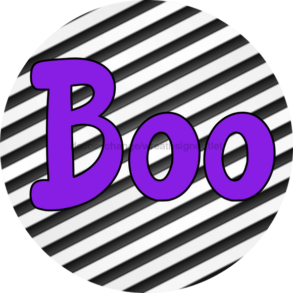 Halloween Sign Simple Boo Decoe-4498 Door Hanger 18 Wood Round