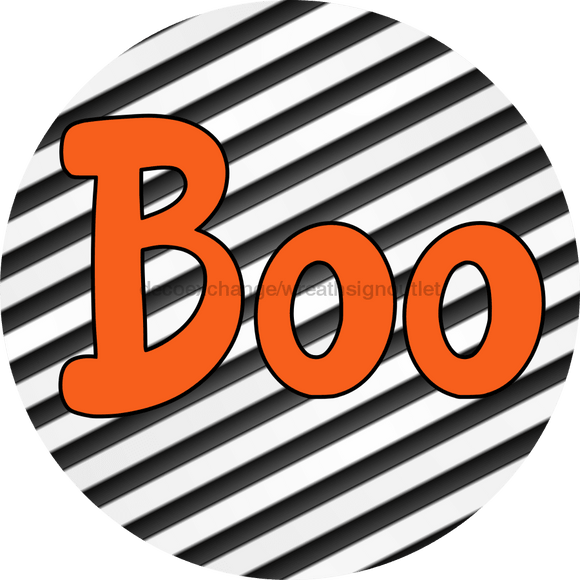 Halloween Sign Simple Boo Decoe-4499 Wreath 12 Metal Round