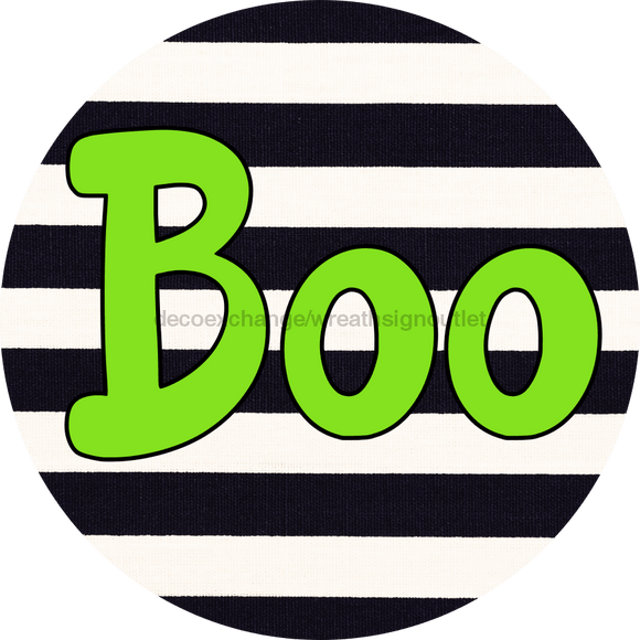 Halloween Sign Simple Boo Decoe-4500 For Wreath 10 Round Metal