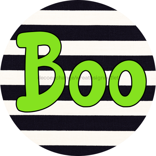 Halloween Sign Simple Boo Decoe-4500 Wreath 8 Metal Round