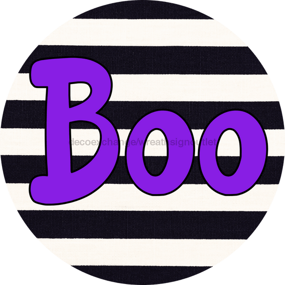 Halloween Sign Simple Boo Decoe-4501 Door Hanger 18 Wood Round