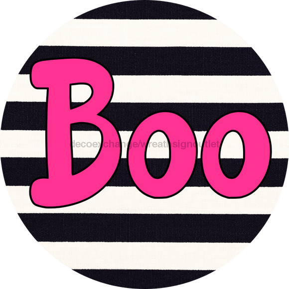 Halloween Sign Simple Boo Decoe-4502 Door Hanger 18 Wood Round