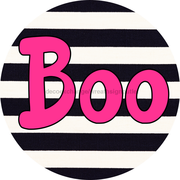 Halloween Sign Simple Boo Decoe-4502 Door Hanger 18 Wood Round