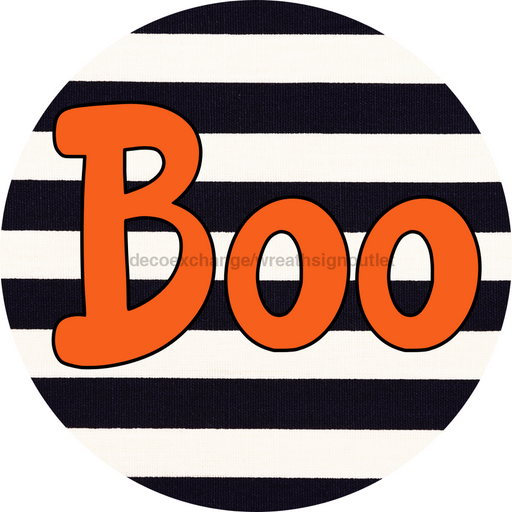 Halloween Sign Simple Boo Decoe-4503 Door Hanger 18 Wood Round