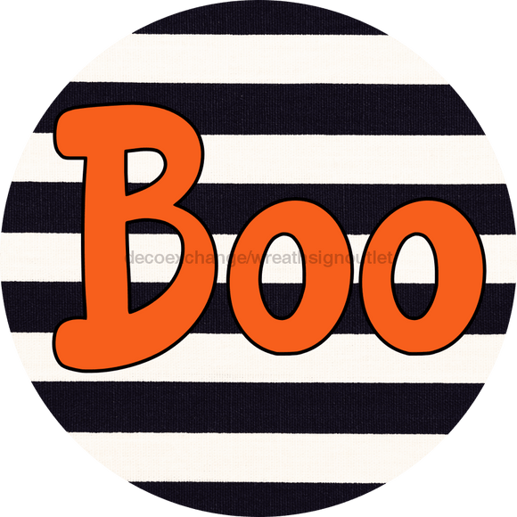 Halloween Sign Simple Boo Decoe-4503 Door Hanger 18 Wood Round