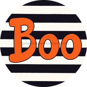 Halloween Sign Simple Boo Decoe-4503 Wreath 12 Metal Round