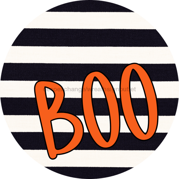 Halloween Sign Simple Boo Decoe-4504 Door Hanger 18 Wood Round
