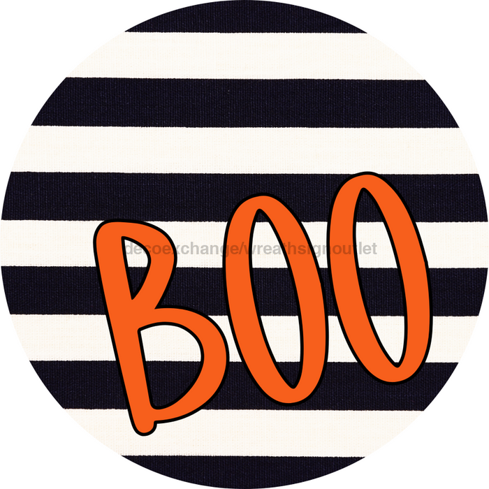 Halloween Sign Simple Boo Decoe-4504 Door Hanger 18 Wood Round