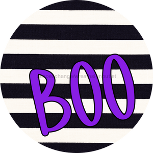 Halloween Sign Simple Boo Decoe-4505 Door Hanger 18 Wood Round