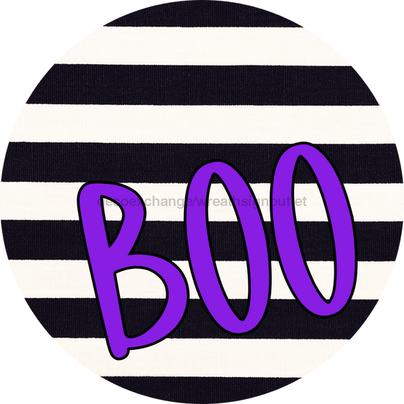 Halloween Sign Simple Boo Decoe-4505 For Wreath 10 Round Metal