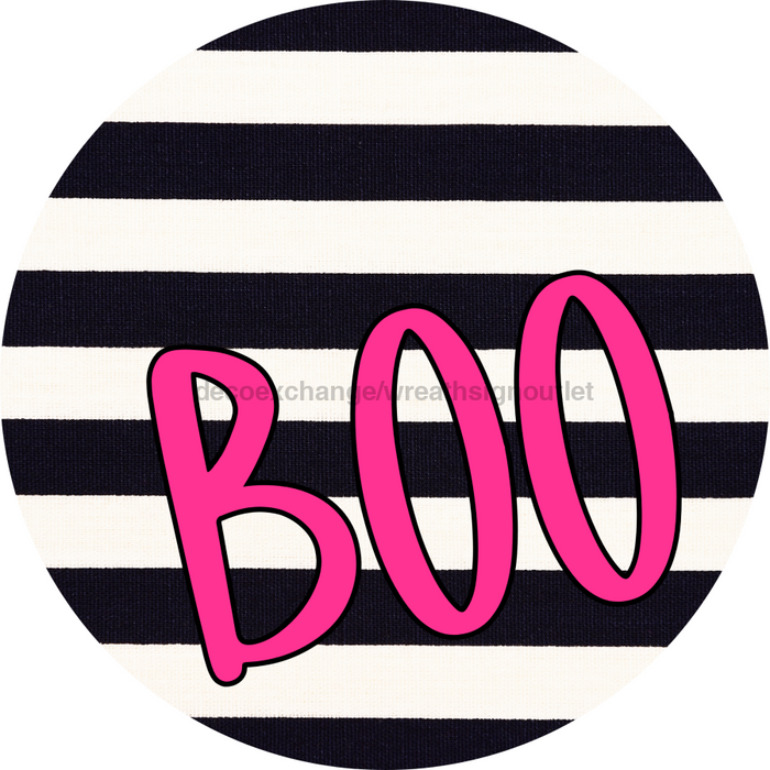 Halloween Sign Simple Boo Decoe-4507 Door Hanger 18 Wood Round