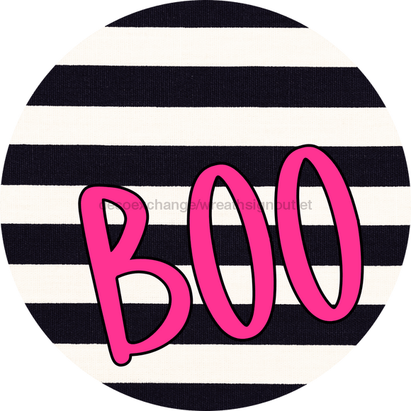 Halloween Sign Simple Boo Decoe-4507 Wreath 8 Metal Round