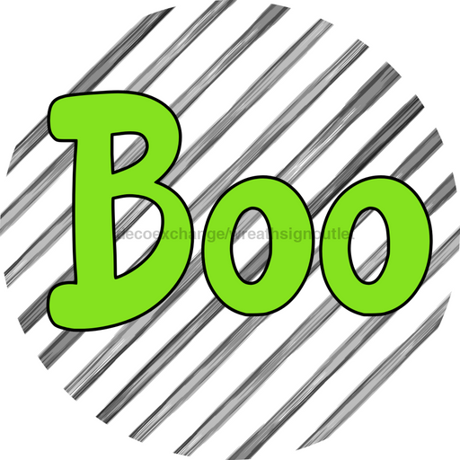 Halloween Sign Simple Boo Decoe-4508 For Wreath 10 Round Metal