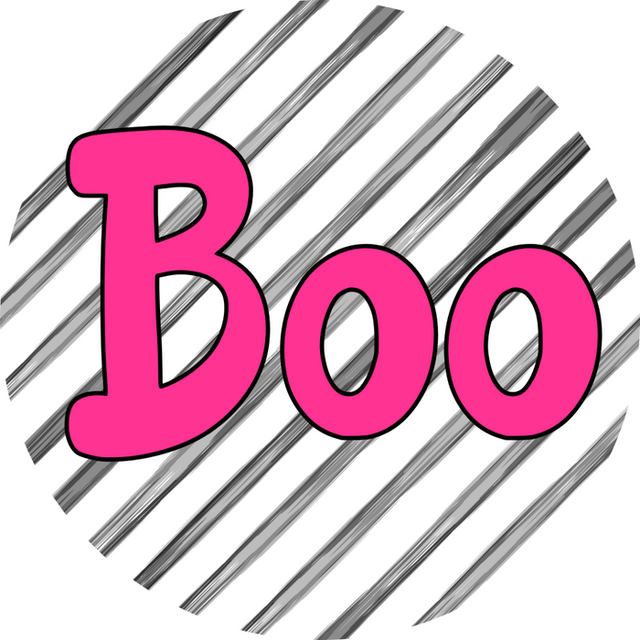 Halloween Sign Simple Boo Decoe-4509 Door Hanger 18 Wood Round