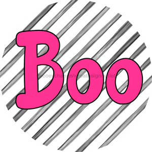 Halloween Sign Simple Boo Decoe-4509 Wreath 12 Metal Round