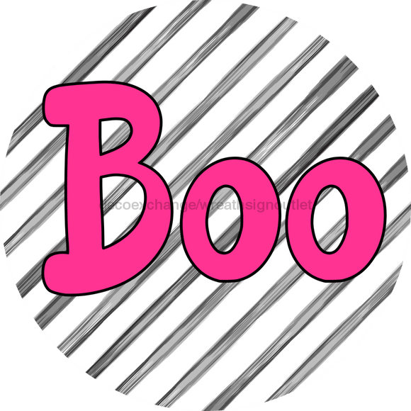 Halloween Sign Simple Boo Decoe-4509 Wreath 8 Metal Round