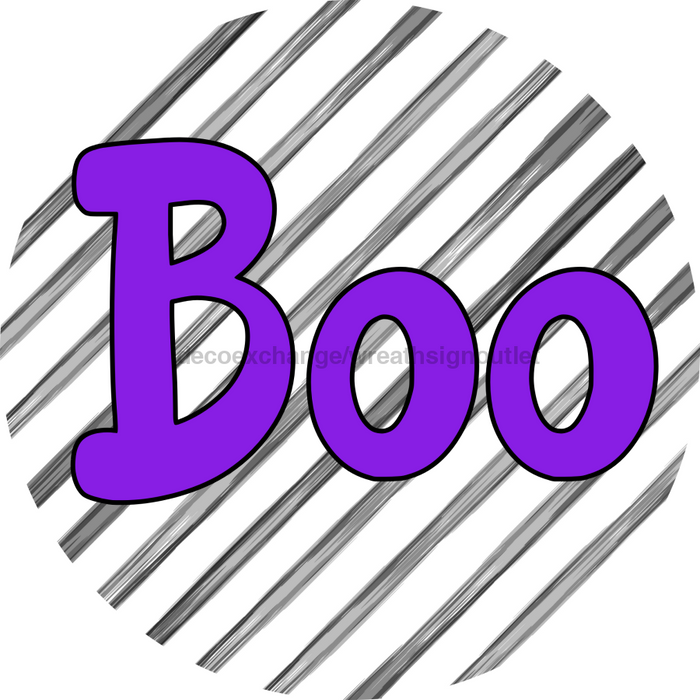 Halloween Sign Simple Boo Decoe-4510 Door Hanger 18 Wood Round