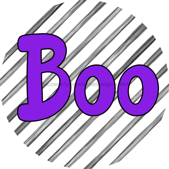 Halloween Sign Simple Boo Decoe-4510 Wreath 8 Metal Round