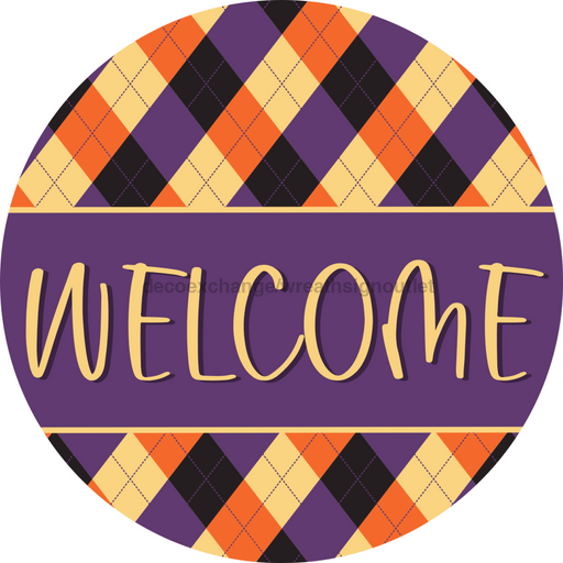 Halloween Sign, Welcome Sign, DCO-00562, Sign For Wreath, 10" Round Metal Sign - DecoExchange®