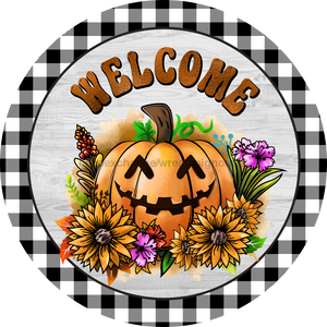 Halloween Sign, Halloween Welcome Sign, DECOE-4643, Sign For Wreath, 10" Round Metal Sign - DecoExchange®