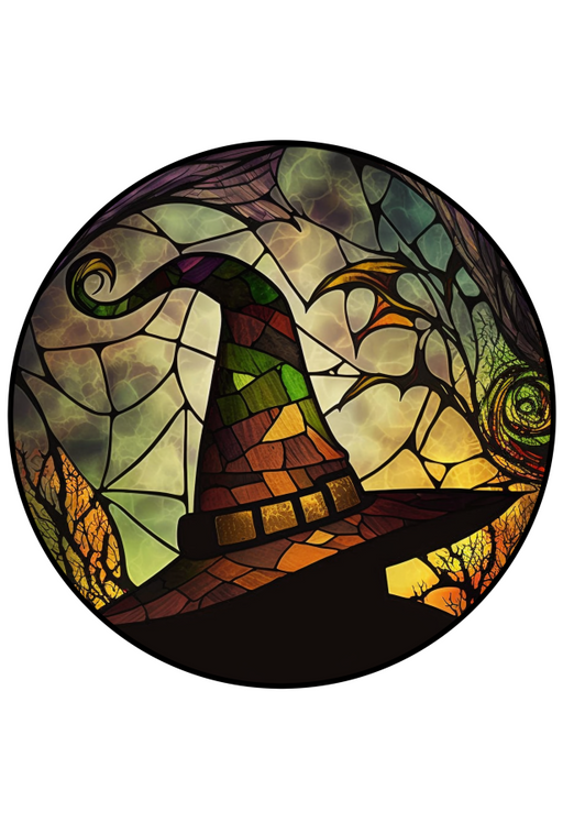 Halloween Sign Witch Decoe-4575 Door Hanger 18 Wood Round