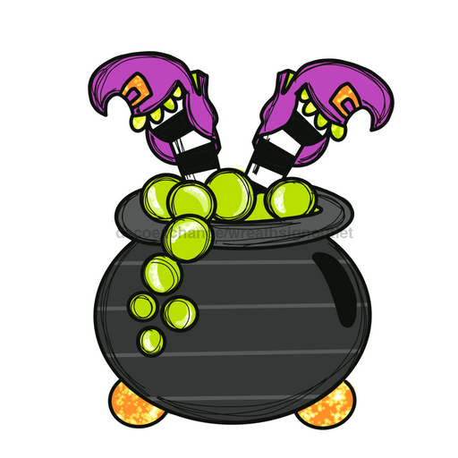 Halloween Witch Cauldron Door Hanger Mj-W-00046 22’ Wood