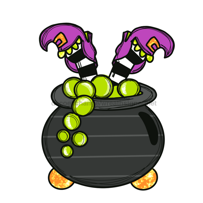 Halloween Witch Cauldron Door Hanger Mj-W-00046 22’ Wood