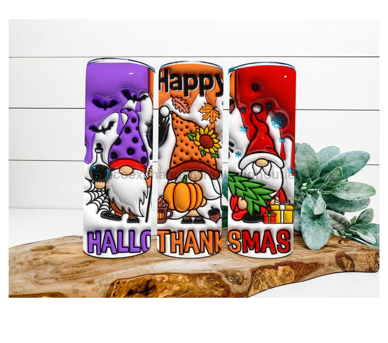 Happy Hallothanksmas Tumbler 20 Oz Skinny Decoetumbler-346
