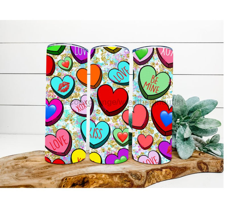 Hearts Tumbler, Candy Hearts Tumbler 20 oz Skinny Tumbler DECOETUMBLER-254 - DecoExchange®