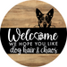 Dog Door Hanger, Hello Brought Treats Door Hanger, DCO-01975-DH, 18" Round Wood