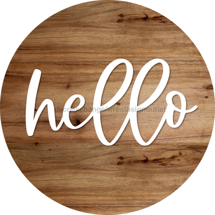 Hello Door Hanger 4 Holes Door Hanger DCO-W-00038-DH 22’’ Round Wood 22’’ Door Hanger