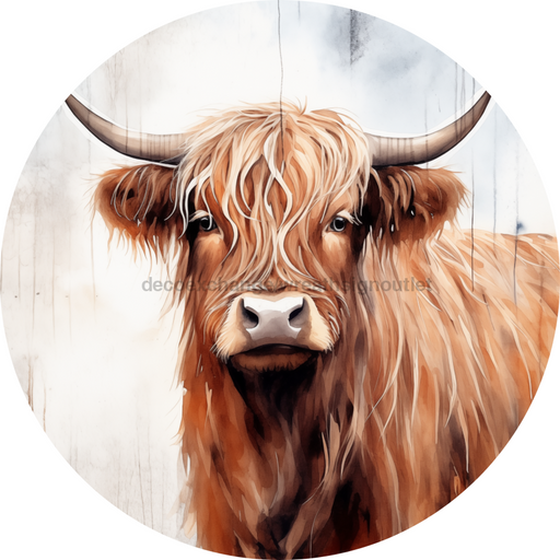 Highland Cow Door Hanger Dco-00861-Dh Sign For Wreath 18 Round
