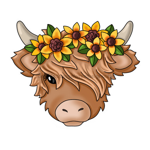 Highland Cow Sign Sunflower Pcd-W-115-Dh 22’ Wood Pcd Door Hanger