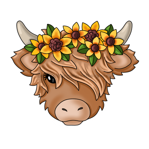 Highland Cow Sign Sunflower Pcd-W-115-Dh 22’ Wood Pcd Door Hanger
