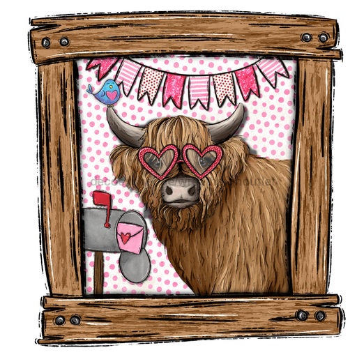 Highland Cow Sign Valentine Wood Sign Door Hanger Decoe-W-501 22