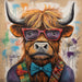 Highland Cow With Glasses Sign Funny Animal Wall Art Dco-01168 For Wreath 10X10 Metal