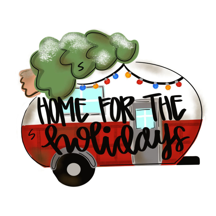Home For The Holidays Camper Door Hanger, MJ-W-00104-DH, 22in Wood Door Hanger