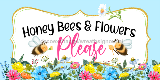 Honey Bees Sign Decoe-5221 For Wreath 6X12’ Metal