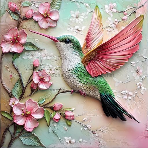 Hummingbird Sign, DCO-13189, Sign For Wreath, 10x10" Metal Sign