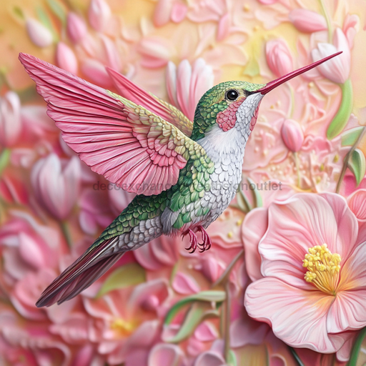 Hummingbird Sign, DCO-13192, Sign For Wreath, 10x10" Metal Sign