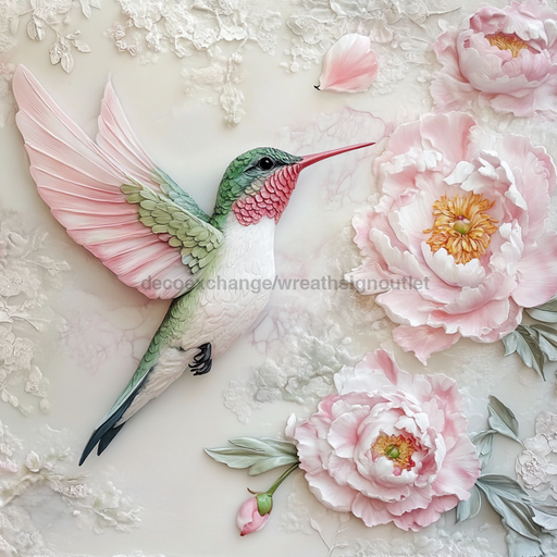 Hummingbird Sign, DCO-13212, Sign For Wreath, 10x10" Metal Sign