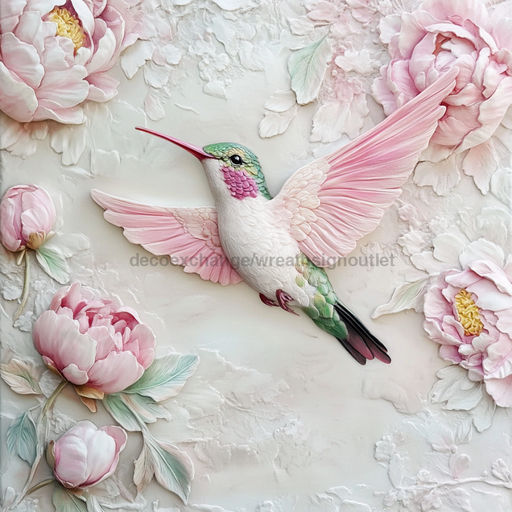 Hummingbird Sign, DCO-13214, Sign For Wreath, 10x10" Metal Sign