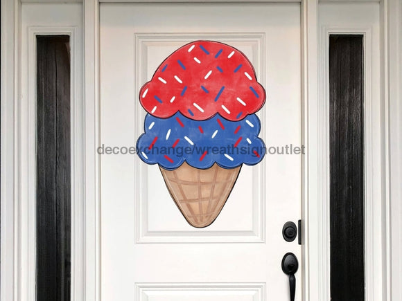 Ice Cream Patriotic Sign Wood Sign Door Hanger Decoe-W-133 22