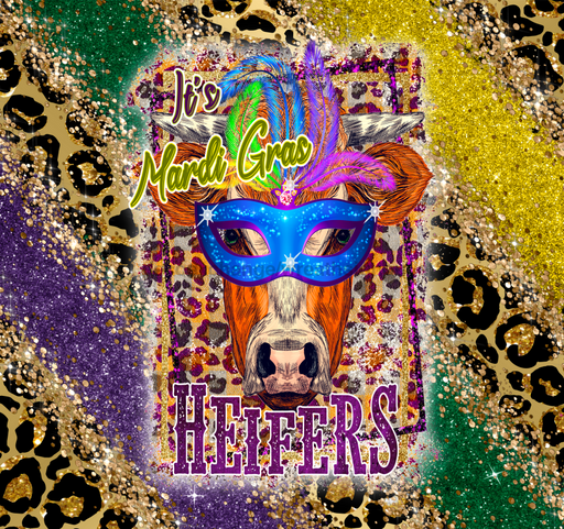 It's Mardi Gras Heifers Tumbler, Cow with a Mask Tumbler, 20 oz Skinny Tumbler DECOETUMBLER-021 - DecoExchange®