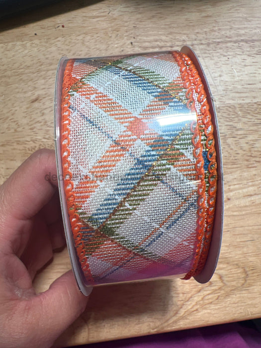 Ivry Lin/Blue-Org-Moss-Gld Diag Pld 1.5’’X10Y 61507-09-05 Ribbon