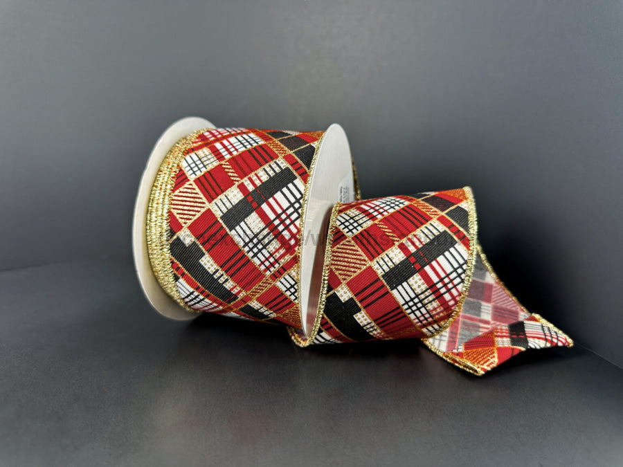 Ivry Lin/Rd-Blk-Gld Hatch Pld 2.5’’X10Y 78518-40-20 Ribbon