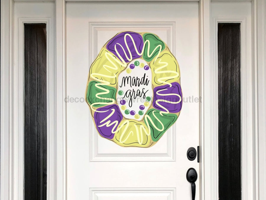 King Cake Sign Mardi Gras Louisiana Wood Sign Door Hanger Decoe-W-332 22